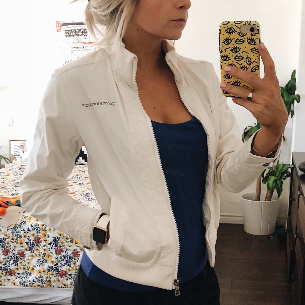 Calvin Klein white athletic jacket
